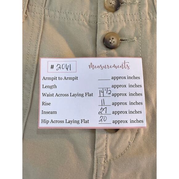 Mod Ref Tan Button Closure Straight Leg 100% Cotton High Waist Bottoms Size M - Picture 9 of 9